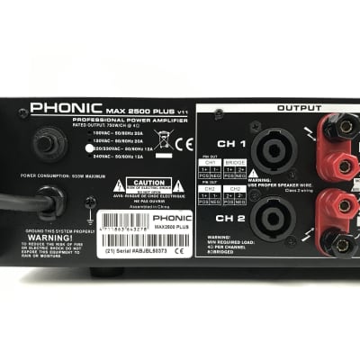 美品！PHONIC MAX 2500 PLUS パワーアンプ Phonic Max 2500 Plus Professional Power Amplifier | eBay