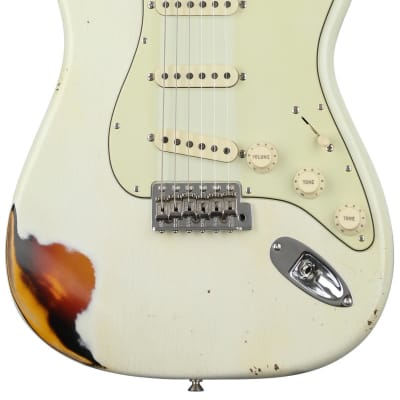 Fender Custom Shop Custom '60s Heavy Relic Stratocaster - Olympic White Over Sunburst image 1