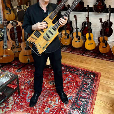 Doug Henderson Custom  Double Neck built for and extensively used by Elliott Sharp Solid Body Electric Guitar (1991), black gig bag case. image 11