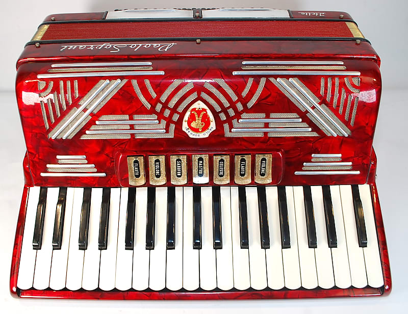 1960s Paolo Soprani Italia Red 37 Key 80 Bass 7 Register