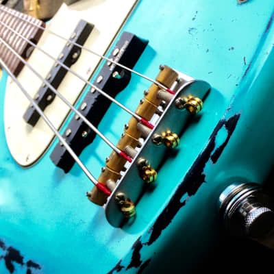 Recaster #23 Bombora Bass relic Daphne Blue Jazz bass image 8