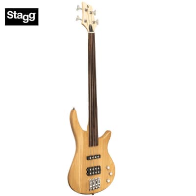 Stagg Fusion 40 Fretless Solid Ash 4-String Electric Bass Natural SBF-40 NAT FL image 1