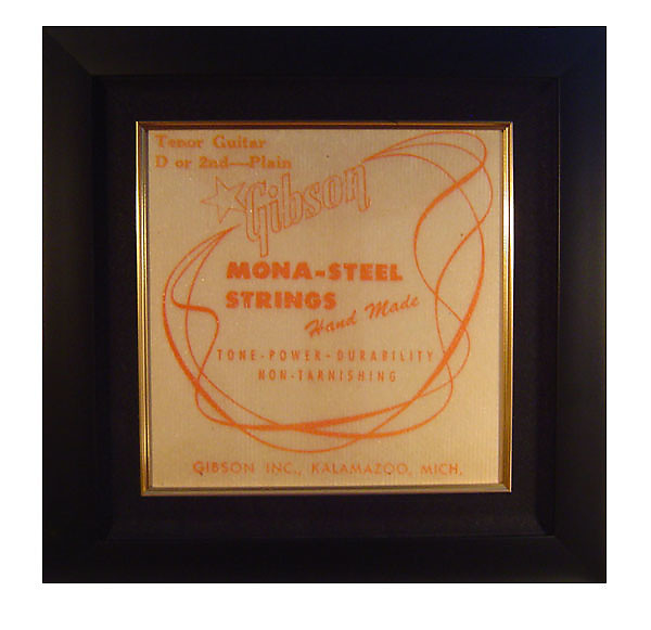 Framed GIBSON "Mona-steel" String Plaque - ALL PROCEEDS BENEFIT THE FENDER MUSIC FOUNDATION image 1