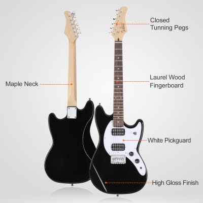 Glarry GMF Electric Guitar Laurel Wood Fingerboard HH Pickup - Black image 5