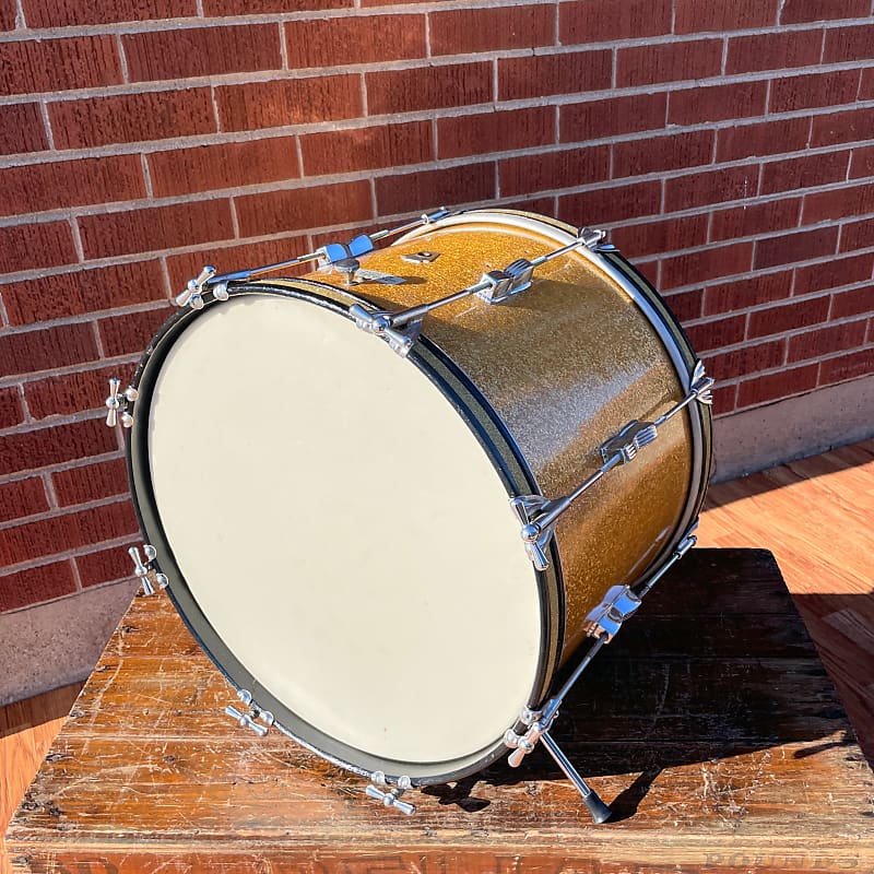 1950s Ludwig Trans Badge 12x17 Tenor Converted Bass Drum Gold | Reverb