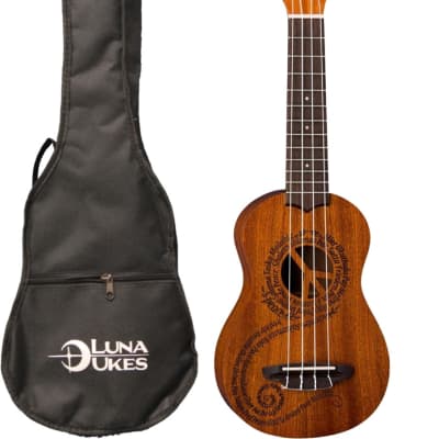 Luna Guitars Maluhia Peace Soprano Ukulele Satin Natural, UKE MALU S image 9