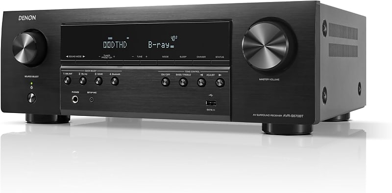 Denon AVR-S570BT (2022 Model) 5.2 Channel AV Receiver - 8K Ultra HD Audio &amp; Video, Enhanced Gaming Experience, Wireless Streaming via Built-in Bluetooth, (4) 8K HDMI Inputs, Supports eARC  			