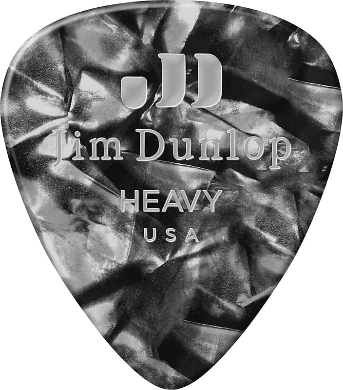 Dunlop 483P02H - Genuine celluloid classic - player's pack de 12 médiators - perloid black - heavy image 1