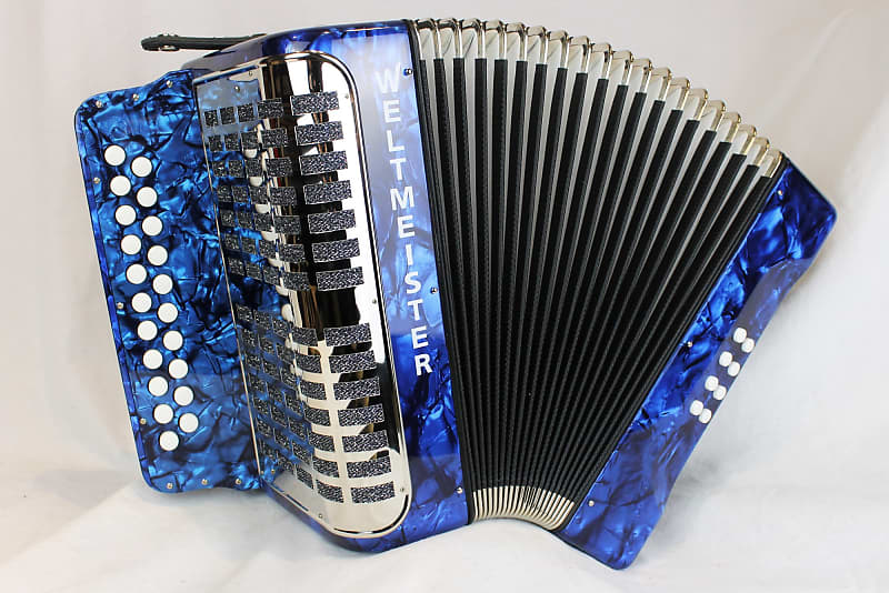 NEW Blue Pearl Weltmeister Wiener 510 Diatonic Button Accordion CF MMM 21 8 image 1