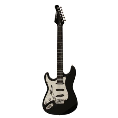 Sawtooth Left-Handed Black ES Series Electric Guitar w/ Chrome Pickguard - Includes: Accessories, Amp & Gig Bag image 8