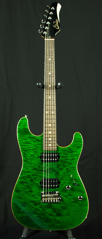 Suhr Classic HH 2015 Trans Green Quilt with Scraped Maple Binding image 1