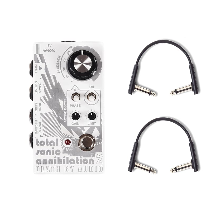 Death By Audio Total Sonic Annihilation 2 Feedback Looper with Active Boost  and Limiter w/RockBoard Flat Patch Cables Bundle