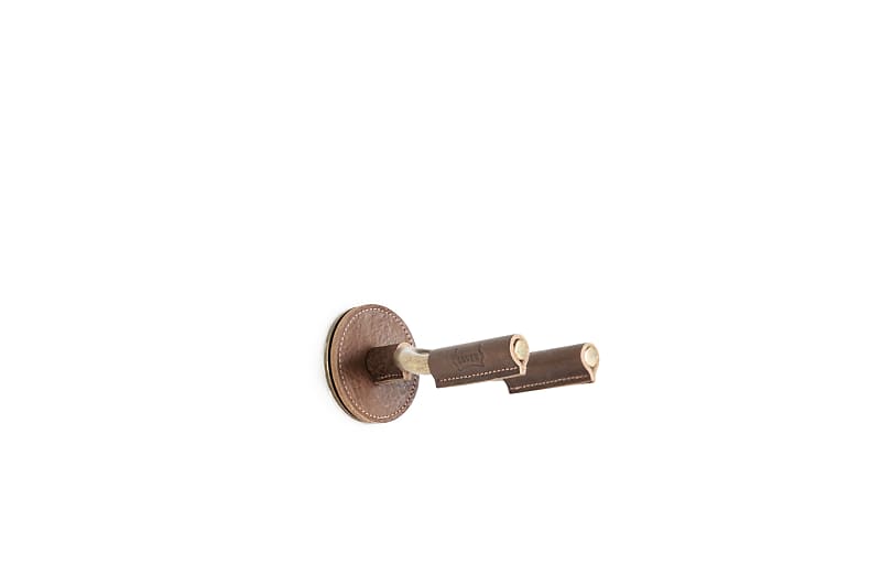 Levy's Brass Forged Guitar Hanger w/ Brown Leather image 1