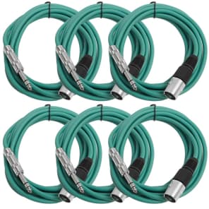 Seismic Audio SATRXL-M10GREEN6 XLR Male to 1/4" TRS Male Patch Cables - 10' (6-Pack)