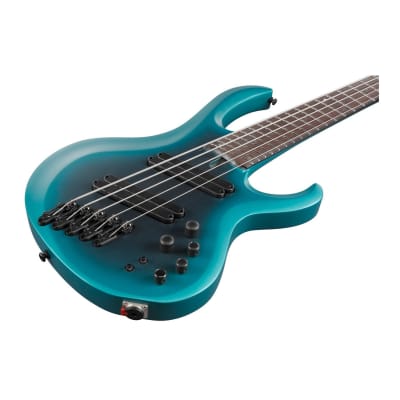 Ibanez BTB605MSCEM 5-String Electric Bass Guitar with Case (Right-Hand, Cerulean Aura Burst Matte) image 4