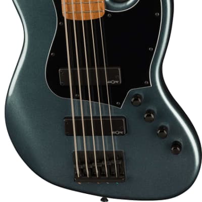 Squier Contemporary Active Jazz Bass HH V, Roasted Maple Fingerboard, Black Pickguard, Gunmetal Metallic image 5