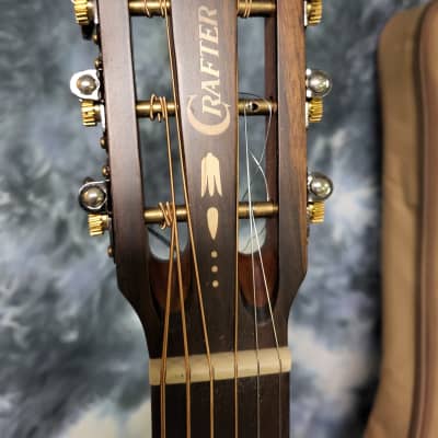 MINT 2023 Crafter MINO/BLK Walnut 3/4 Parlor Acoustic Electric Guitar Open Headstock New Strings Hang Tags Crafter Deluxe Gigbag image 8