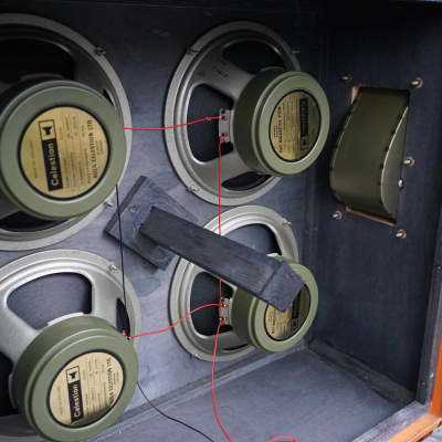 Vintage 1973 Orange 4x12 Speaker Cabinet Celestion G12H T1217 Greenbacks Pulsonic 3 Cones image 4