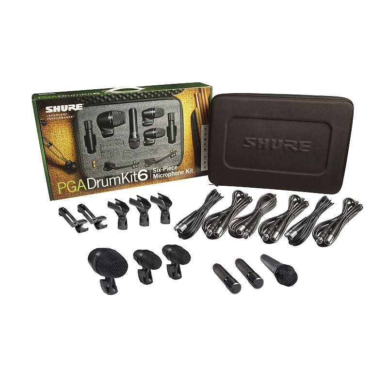 Shure PGADRUMKIT6 Drum Microphone Kit with 2x PGA56 2x PGA81 1x PGA52 1x PGA57 image 1