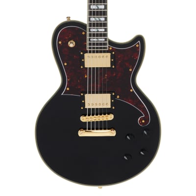 Deluxe Atlantic Solid Black 6-String RH Baritone Solidbody Electric Guitar w/ Case  DADBATLSBKGS for sale