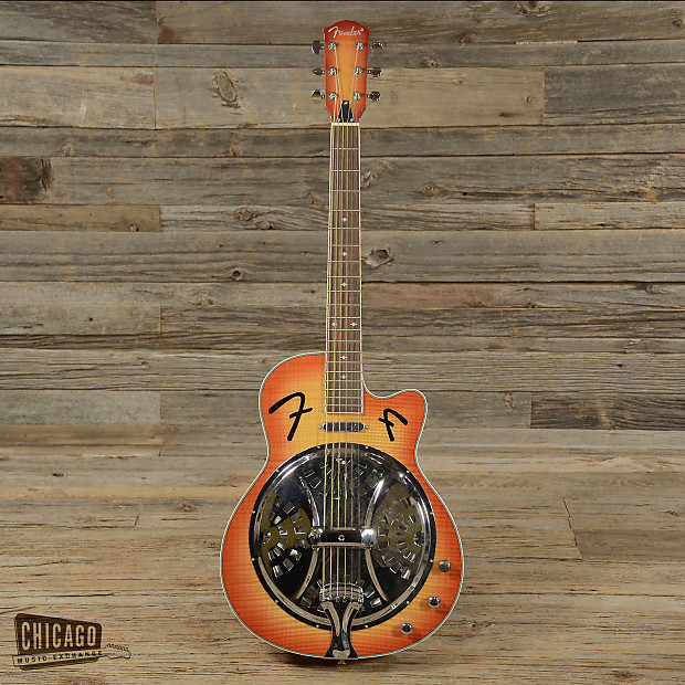 Fender FR-50 CE Resonator Sunburst Cutaway & Electronics | Reverb