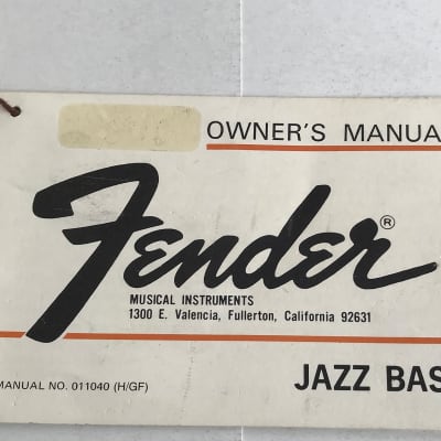 Fender Jazz Bass Owner Manual hang tag 1976 image 1