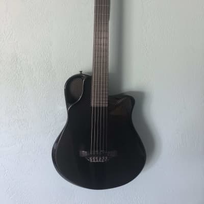 Emerald X10 Slimline Nylon Hybrid Electro Acoustic Guitar 2023 - Black Carbon Fiber image 5