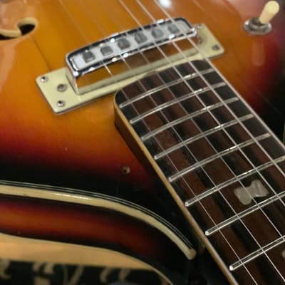 Vintage 1960s Teisco Blackjack Violin Hollowbody Electric Guitar image 13