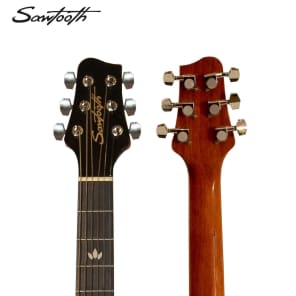Sawtooth Acoustic Dreadnought Guitar with Black Pickguard & Custom Graphic image 5