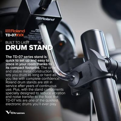 Roland TD-07KVX Electronic V-Drums Kit – with VH-10 Floating Hi-Hat and Best-Ever Cymbals – Bluetooth Audio & MIDI – 40 Free Melodics Lessons,Black image 7
