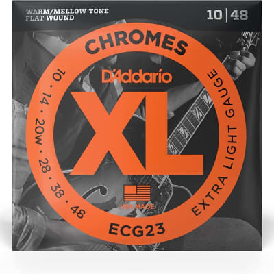 D'Addario ECG23 Chromes Flat Wound Electric Guitar Strings, Extra Light, 10-48 image 2