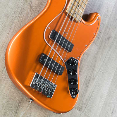Mike Lull Custom Guitars M5V 5-String Bass Birdseye Maple Fingerboard Orange image 4