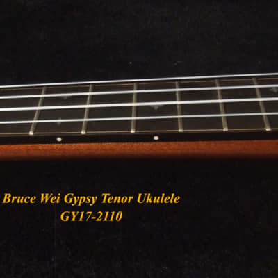 Bruce Wei Solid Spalted Maple Gypsy Tenor Ukulele, MOP Inlay GY17-2110 image 4