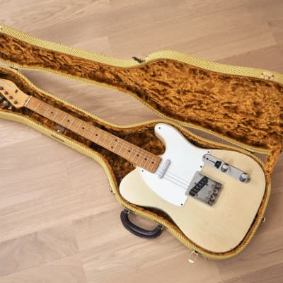 1958 Fender Telecaster Vintage Electric Guitar Blonde w/ Figured V Neck, Tweed Case image 25