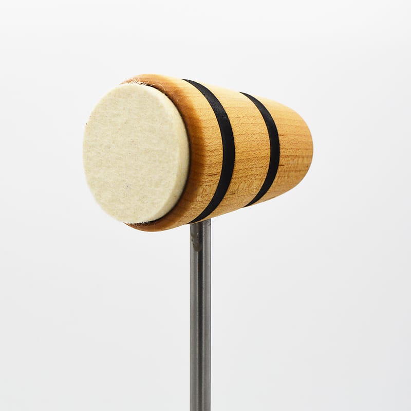 Low Boy Felt Daddy Bass Drum Beater - Natural Maple with Black Stripes image 1