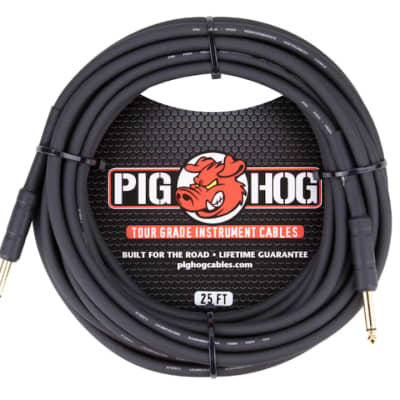 Pig Hog PH25 1/4" TS Straight Instrument Cable - 25' 2010s - Black image 1