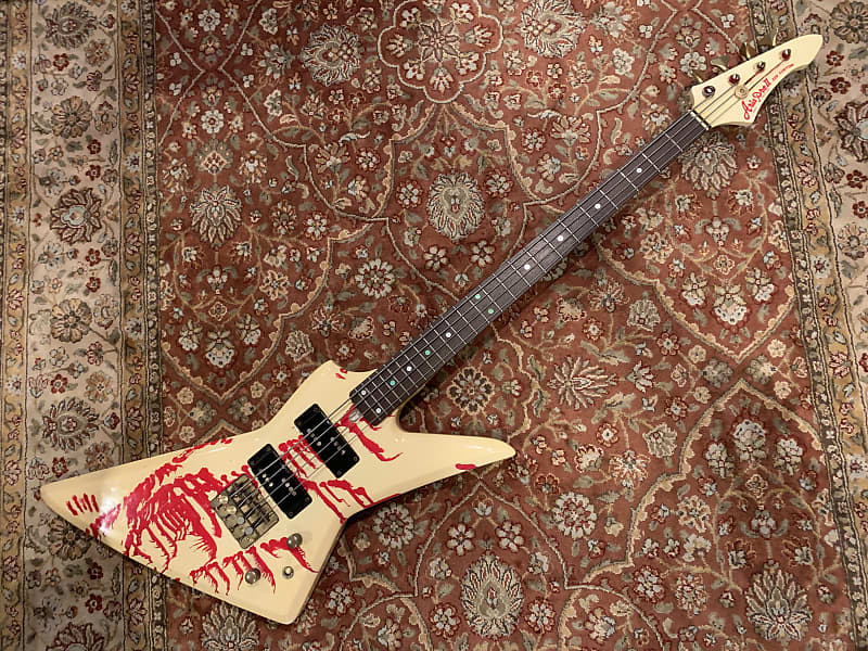 Aria Pro II ZZB Custom bass 1983 white with blood splatter Reverb