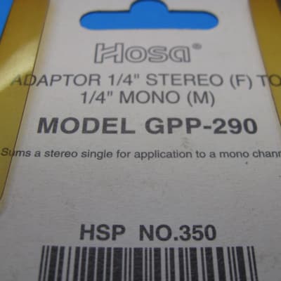 Hosa GPP290 GPP-290 1/4" TRS to 1/4" TS image 3