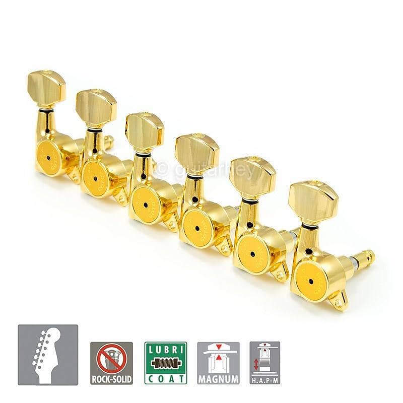 NEW Gotoh SG381-07 HAPM Set 6 in line Tuners w/ screws Right Handed HAP -  GOLD