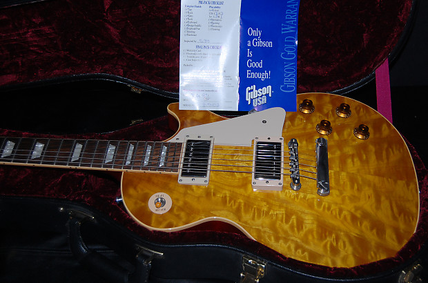 1997 Gibson Les Paul 58 Reissue Custom Shop Monster Quilt Top Butterscotch 100% Mint Case Queen RARE image 1