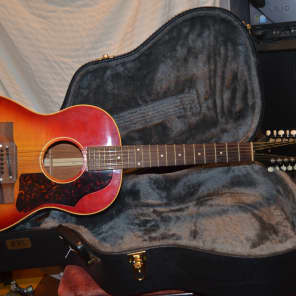 Gibson b25 12string acoustic guitar 1963 cherry sunburst image 2