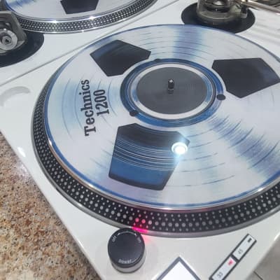 Pair of White Technics SL-1200 MK2 Custom DJ Turntables image 7