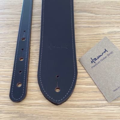 Premium Guitar Strap -  English Bridle Leather and Suede  (Dark Havana/Brown) image 4
