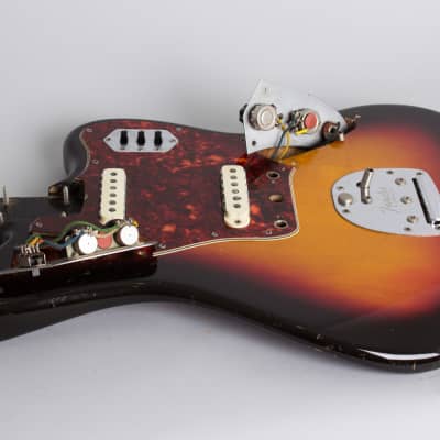 Fender  Jaguar Solid Body Electric Guitar (1962), ser. #91240, original brown tolex hard shell case. image 21