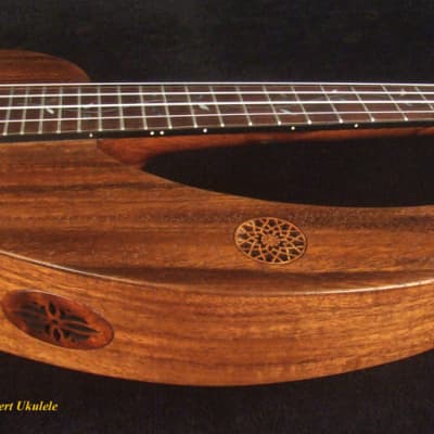 Bruce Wei Acacia LEFT-HAND 4 String Harp Style Concert Ukulele, Low G, Vine inlay  HU15-2001 image 6
