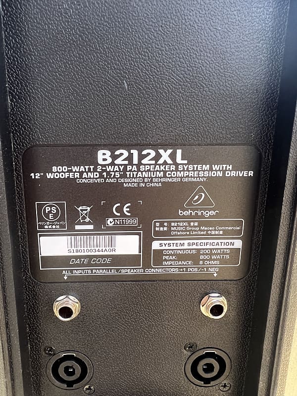 Behringer Eurolive B212XL 800-Watt 12" Passive Speaker 2004 - Present - Black (1 speaker) image 1