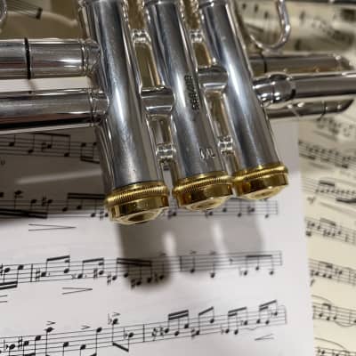 Bach 37 Stradivarius Bb Trumpet Silver with Onyx and Gold Trim image 5