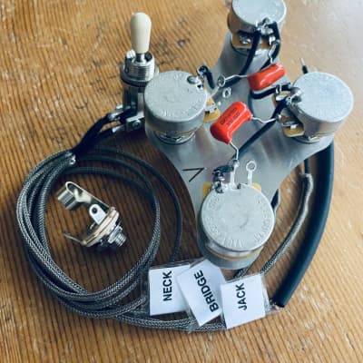 50's Gibson Les Paul Wiring Harness 500K Long Shaft CTS Pots  .015/.022 Orange Drop Capacitors Switchcraft Toggle image 1