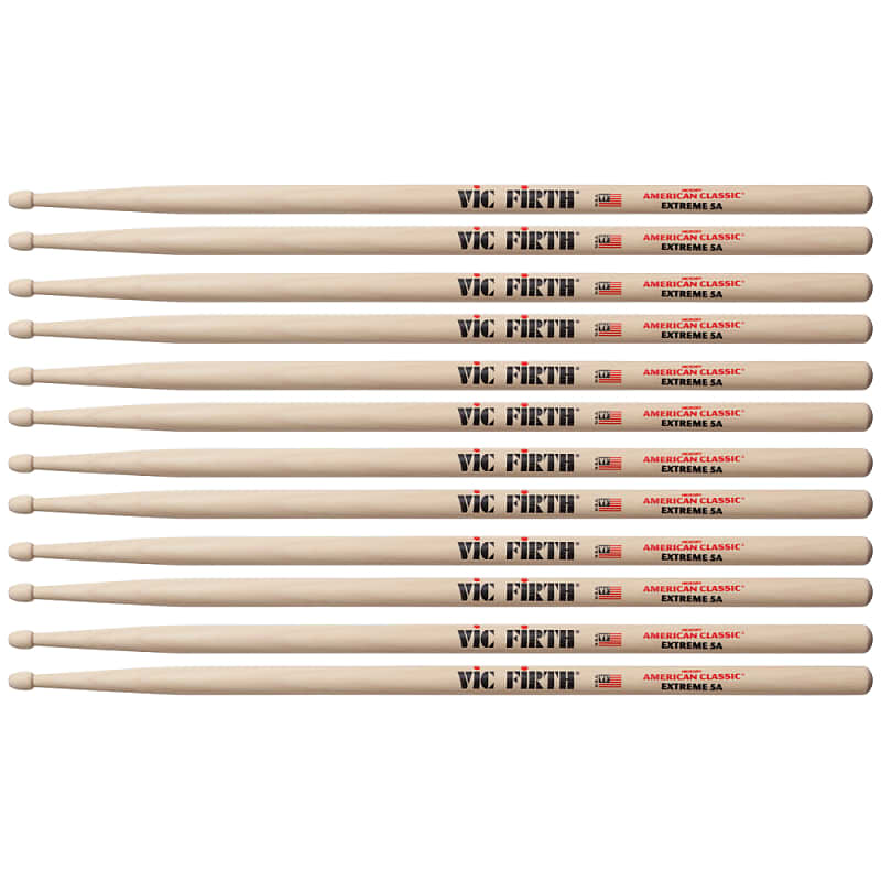 6 Pairs Vic Firth X5A Wood Tip American Classic Extreme 5A Drumsticks image 1