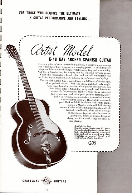 Kay K-48 Archtop Guitar CIRCA 1948 Sunburst - RARE | Reverb